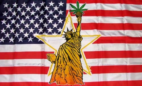 USA Freiheitsstatue mit Marihuana Cannabis Flagge 90x150 cm Abverkauf