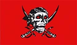 Pirat auf rotem Tuch Flagge 90x150 cm