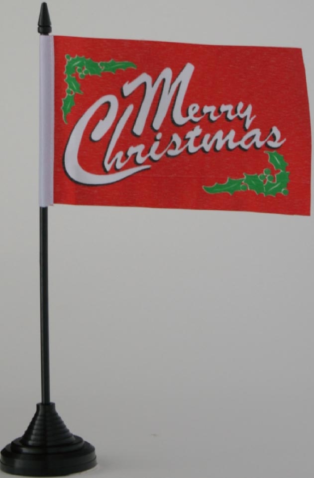 Weihnachten-Merry Christmas rot Tischflagge 10x15 cm