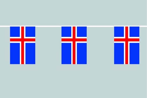 Island Flaggenkette 6 Meter / 8 Flaggen 30x40 cm
