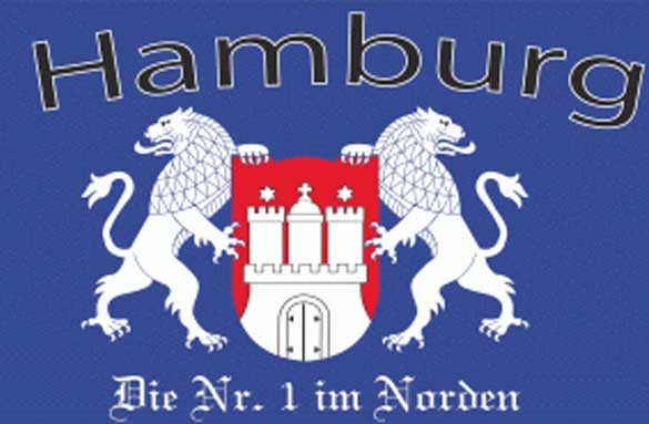 Hamburg die Nr. 1 im Norden Flagge 90x150 cm Sonderposten Farbe lila (kein Onlinehandel)