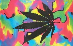 Marihuana Cannabis Tie Dye Flagge 90x150 cm