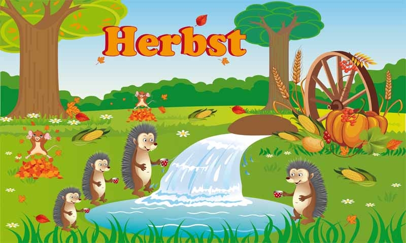 Jahreszeiten Herbst Igel Flagge 90x150 cm (EHD)