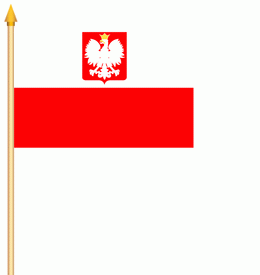 Polen mit Wappen Stockflagge 30x45 cm