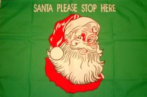 Weihnachten-Santa please stop here Flagge 90x150 cm