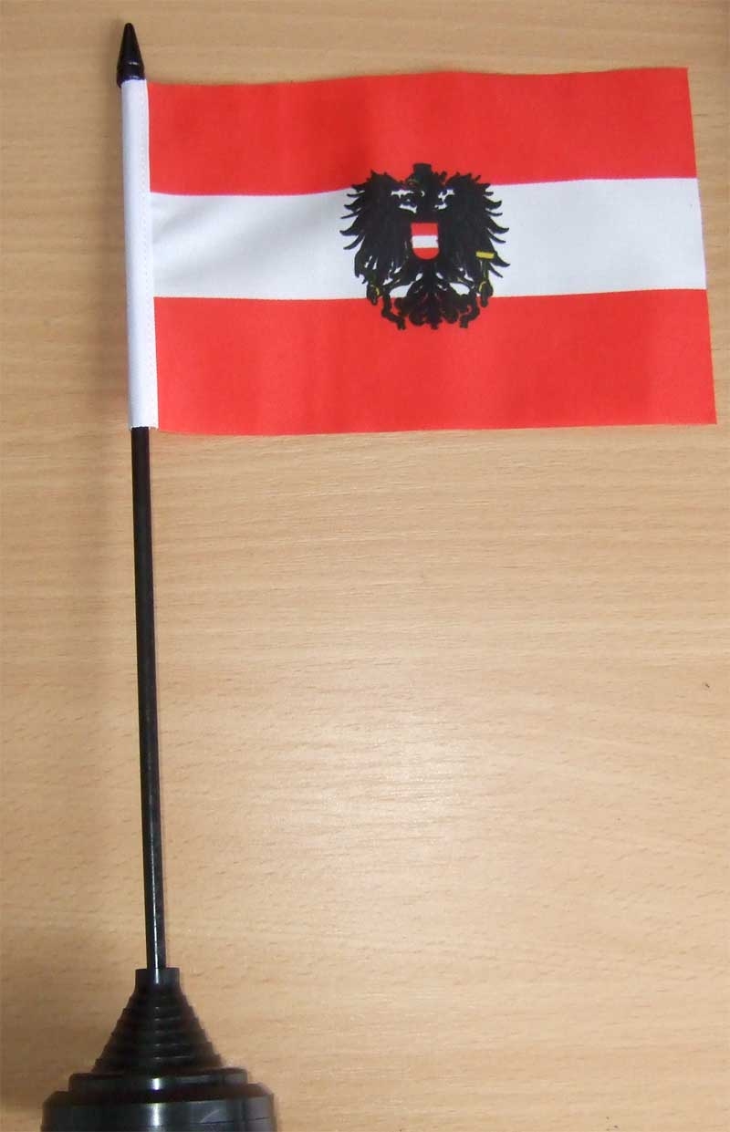 Österreich mit Wappen Tischflagge 10x15 cm