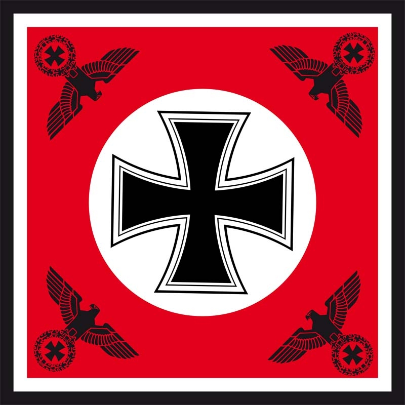 DR- Eisernes Kreuz mit vier Reichsadlern rot 120x120 cm