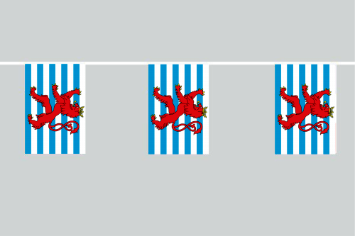 Luxemburg mit Wappen Flaggenkette 6 Meter / 8 Flaggen 30x45 cm
