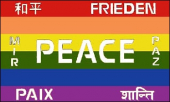 Peace - Regenbogen 7 Sprachen Flagge 60x90 cm