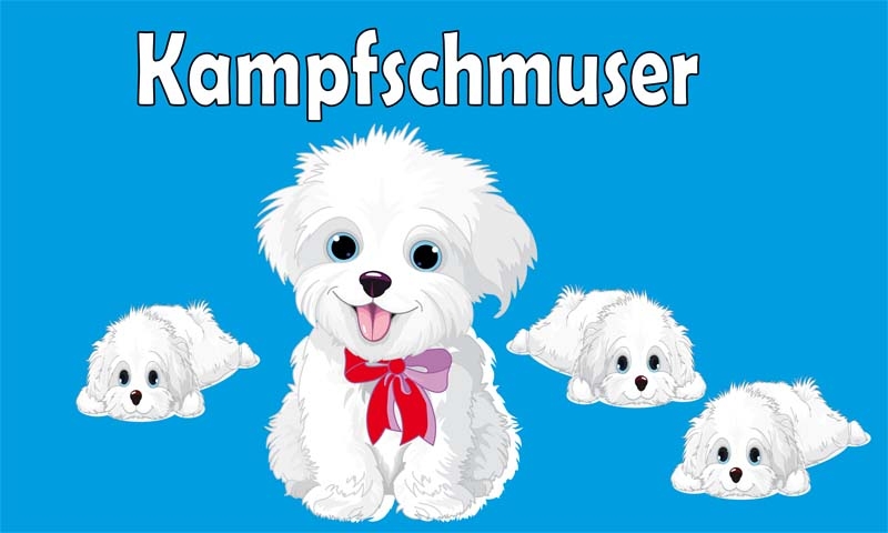 Tiere Kampfschmuser weißer Hund Flagge 90x150 cm Premium Querformat