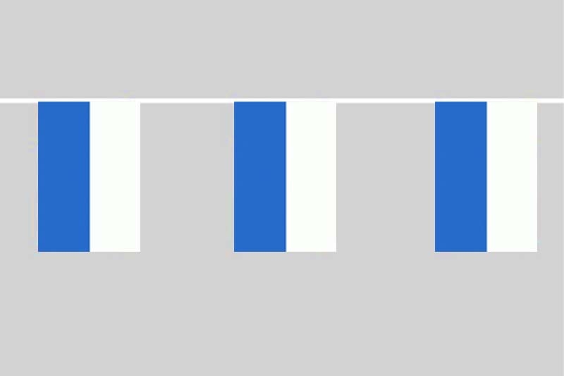 Weiß-Blau (2 Streifen) Flaggenkette 6 Meter / 8 Flaggen 30x40 cm