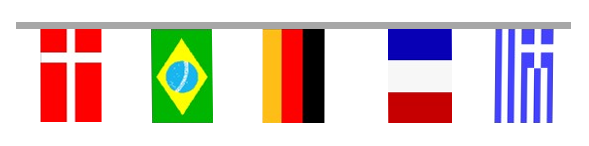 Internationale Flaggenkette  6 Meter / 15x22 cm 16 Flaggen