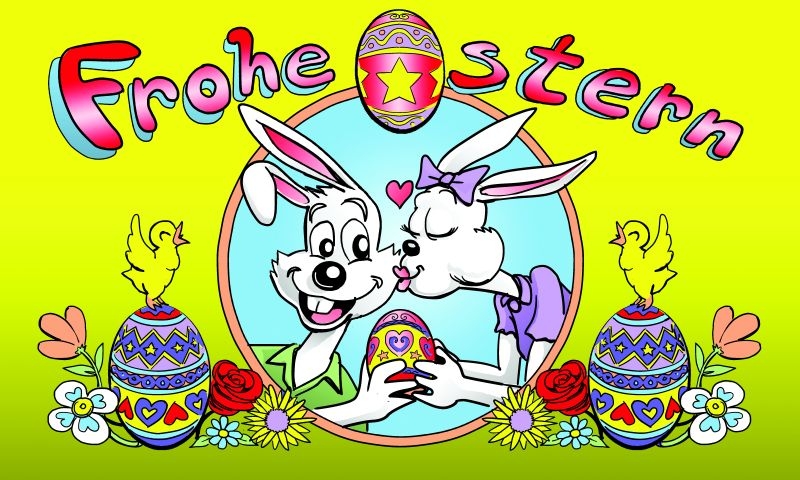 Ostern-Frohe Ostern weiße Hasen Flagge 90x150 cm