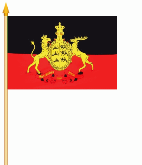 Königreich Württemberg ohne Schrift Stockflagge 30x45 cm