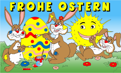 Ostern-Frohe Ostern Sonne Osterhasen Flagge 90x150 cm