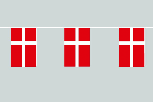Dänemark Flaggenkette 6 Meter / 8 Flaggen 30x40 cm