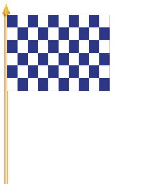 Karo blau - weiß Stockflagge 30x45 cm