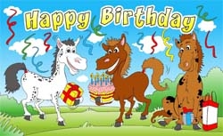 Geburtstag Happy Birthday Pferde Flagge 90x150 cm