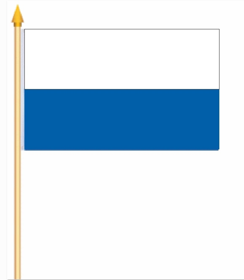 Weiß-Blau (2 Streifen) Stockflagge 30x45 cm