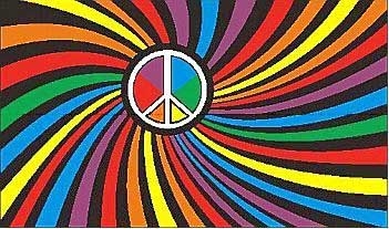Peace - Psychedelisch Flagge 90x150 cm