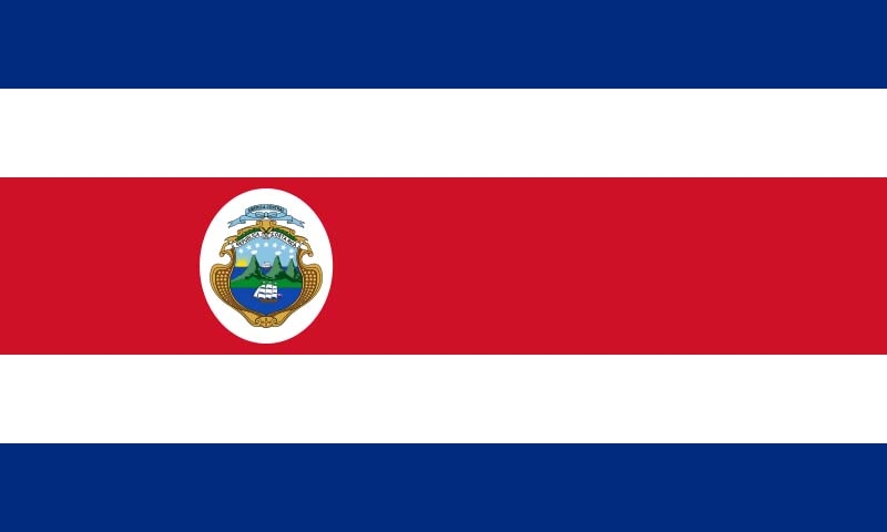 Costa Rica mit Wappen Bootsflagge 30x40 cm