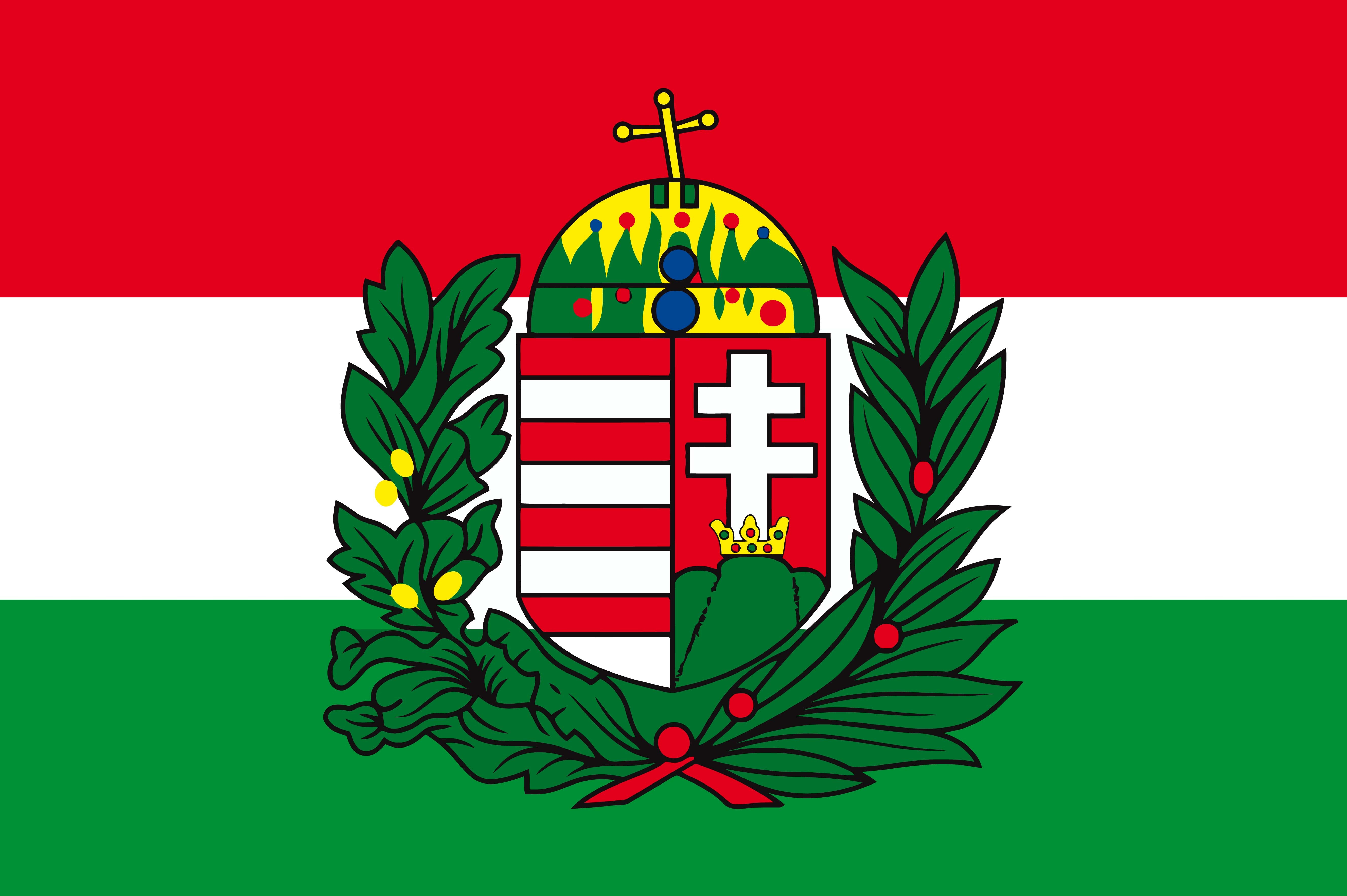 Ungarn mit Wappen Flagge 90x150 cm