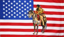 USA Indianer mit Pferd Flagge 90x150 cm Abverkauf