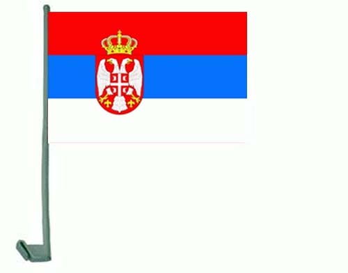 Serbien mit Wappen Autoflagge 30x45 cm