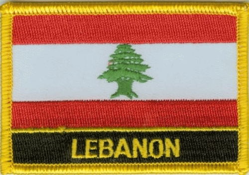 Libanon Aufnäher / Patch mit Schrift 8 x 5 cm (F)