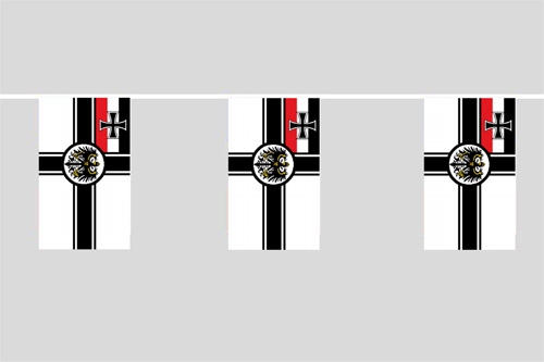 Kaiserliche Marine, RKF, Reichskriegsflagge Flaggenkette 6 Meter / 8 Flaggen 30x40 cm