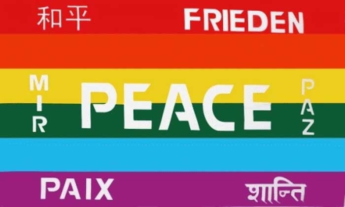 Peace - Regenbogen 7 Sprachen Flagge 90x150 cm