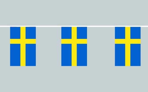 Schweden Flaggenkette 6 Meter / 8 Flaggen 30x45 cm