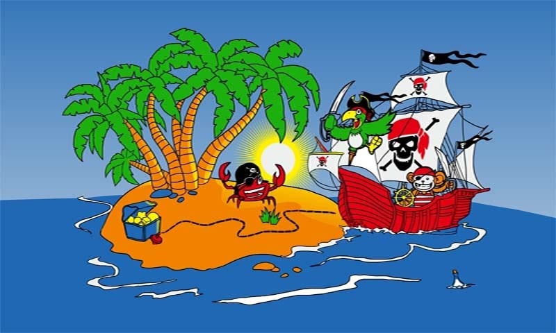 Pirat Piratenschiff Kinderpiraten Schatzinsel Flagge 90x150 cm