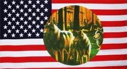 USA 3 Wölfe Flagge 90x150 cm