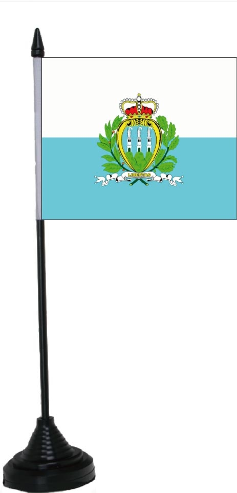 San Marino mit Wappen Tischflagge 10x15 cm