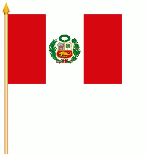 Peru mit Wappen Stockflagge 30x45 cm