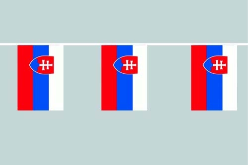 Slowakei Flaggenkette 6 Meter / 8 Flaggen 30x40 cm