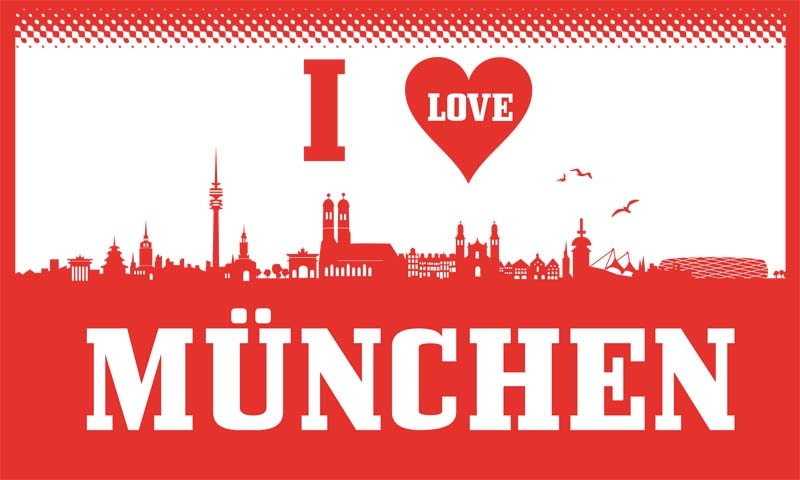 München I Love München Flagge 90x150 cm