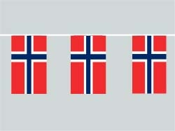 Norwegen Flaggenkette 6 Meter / 8 Flaggen 30x45 cm