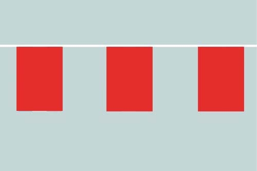 Rot einfarbig Flaggenkette 6 Meter / 8 Flaggen 30x45 cm