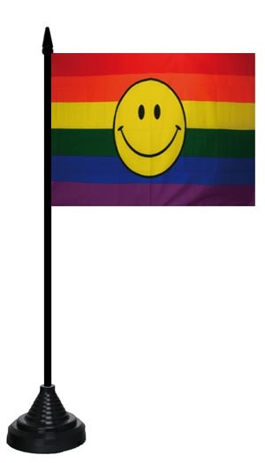Regenbogen smile face Tischflagge 10x15 cm