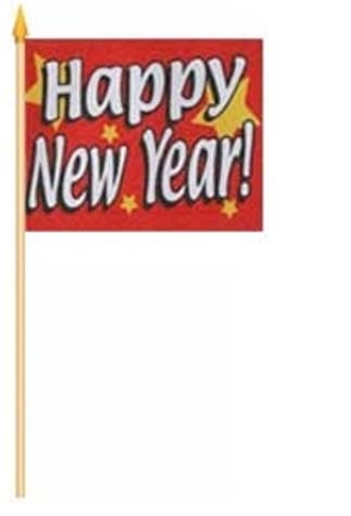 Neujahr, Happy New Year rot Stockflagge 30x45 cm