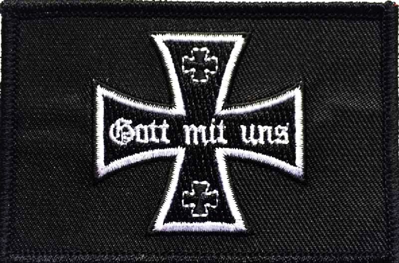 DR- Gott mit uns 4 Eisernes Kreuz  Aufnäher / Patch