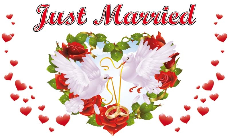 Hochzeit Just Married 4 Flagge 90x150 cm