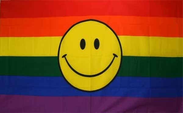 Regenbogen smile face Flagge 90x150 cm