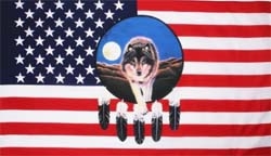 USA Wolf Dreamcatcher Flagge 90x150 cm