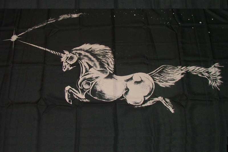 Einhorn schwarz Flagge 90x150 cm