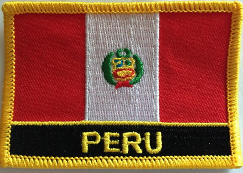 Peru mit Wappen Aufnäher / Patch mit Schrift 8 x 5 cm (F)