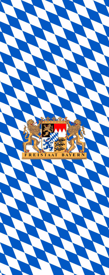 Bayern Freistaat Staatswappen (Hochformat) mit Haken und Hohlsaum Flagge 120x300 cm Sturmflaggen