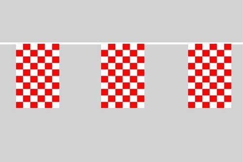 Karo rot-weiß Flaggenkette 6 Meter / 8 Flaggen 30x40 cm